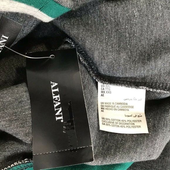 New Alfani Crewneck Sweater Utility Pocket Gray - Picture 4 of 7
